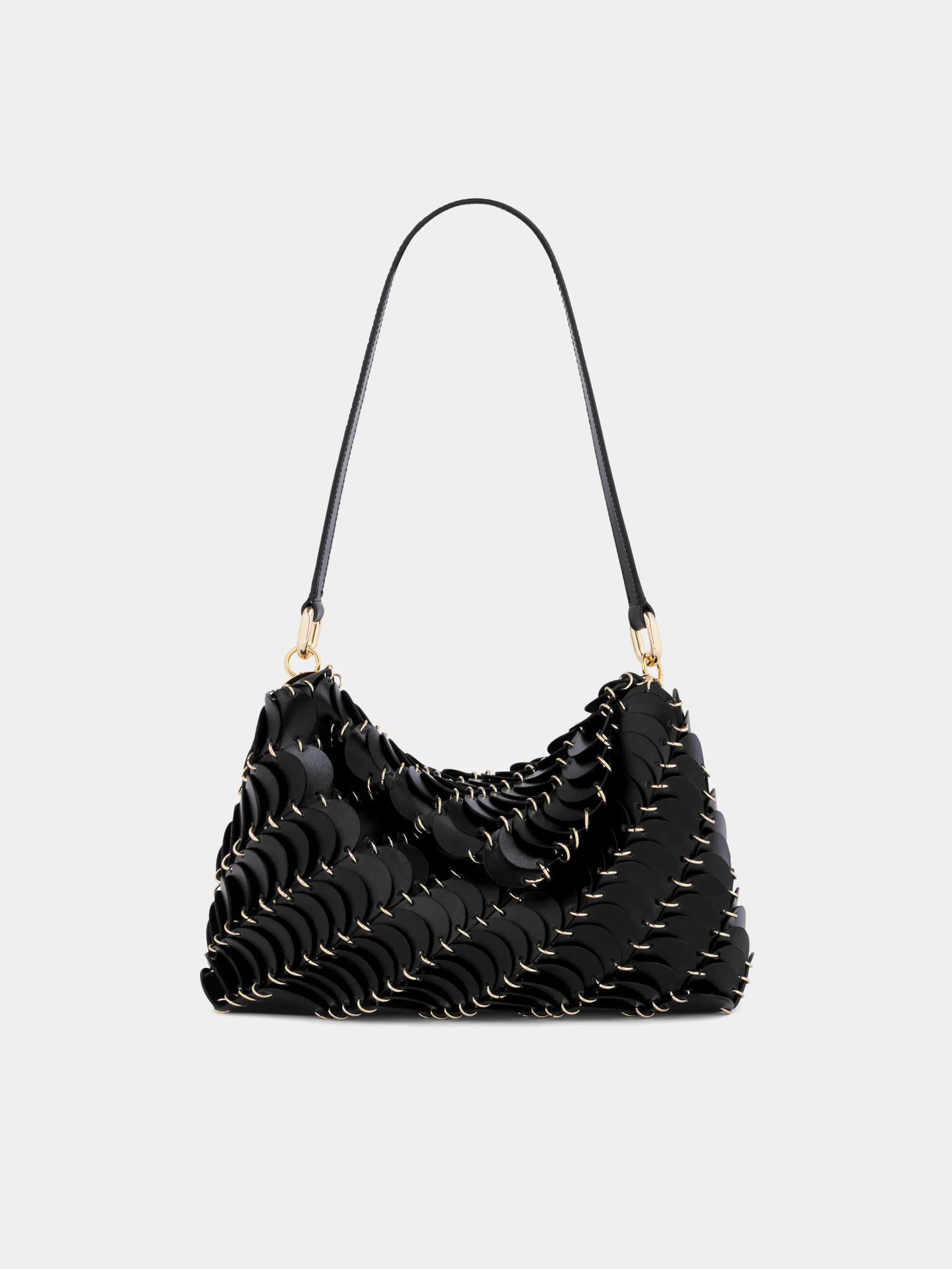 Fashion BLACK PACO SHOULDER CLUTCH IN CALFSKIN LEATHER Les Sacs Paco En Cuir | Sacs Porté Épaule