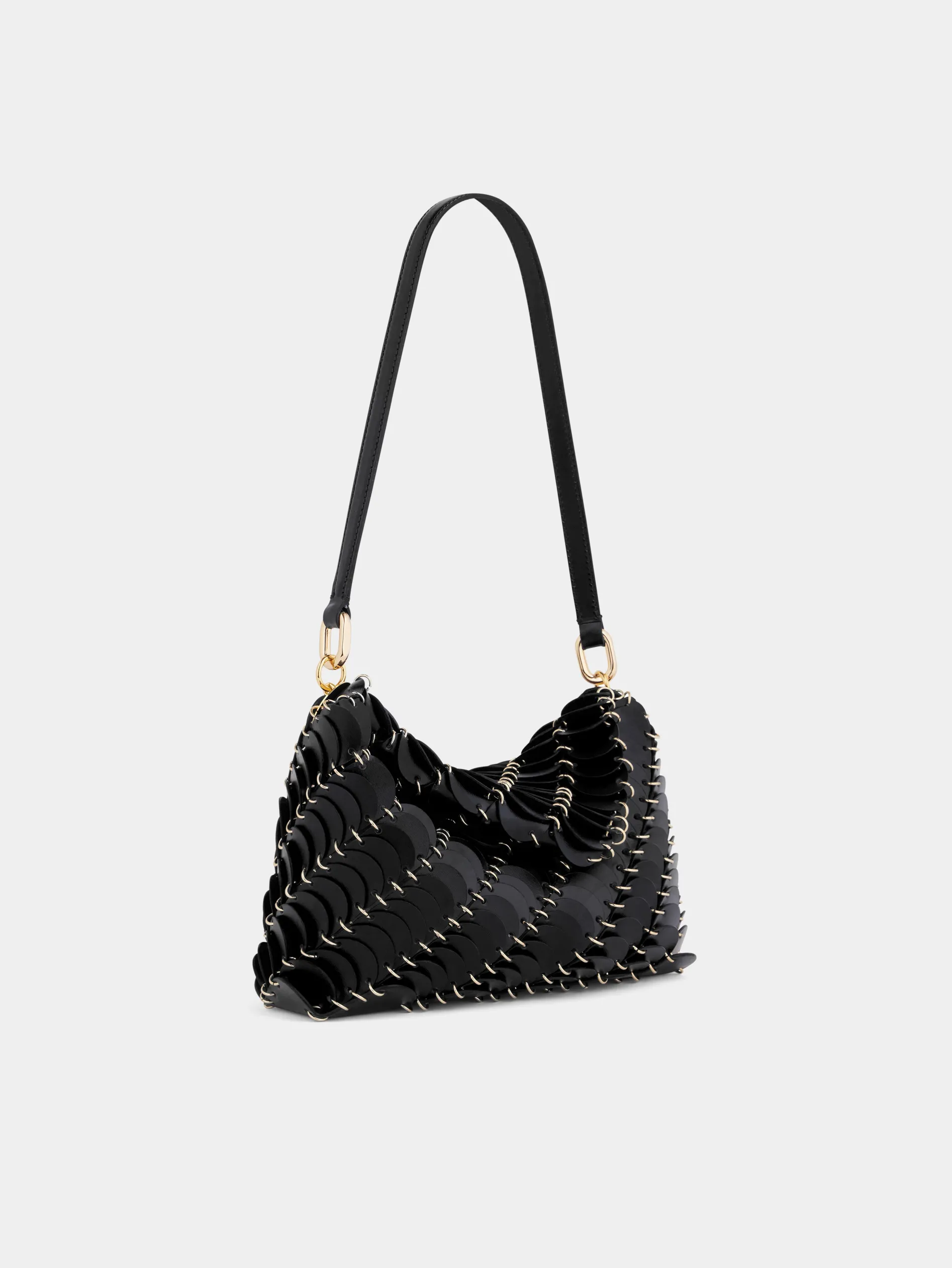 Fashion BLACK PACO SHOULDER CLUTCH IN CALFSKIN LEATHER Les Sacs Paco En Cuir | Sacs Porté Épaule