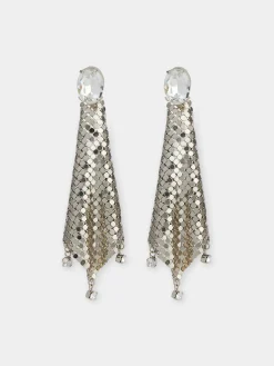 Best Boucles d'oreilles en cotte de maille argenté avec cristaux Sélection De Soirée | Boucles D'Oreilles