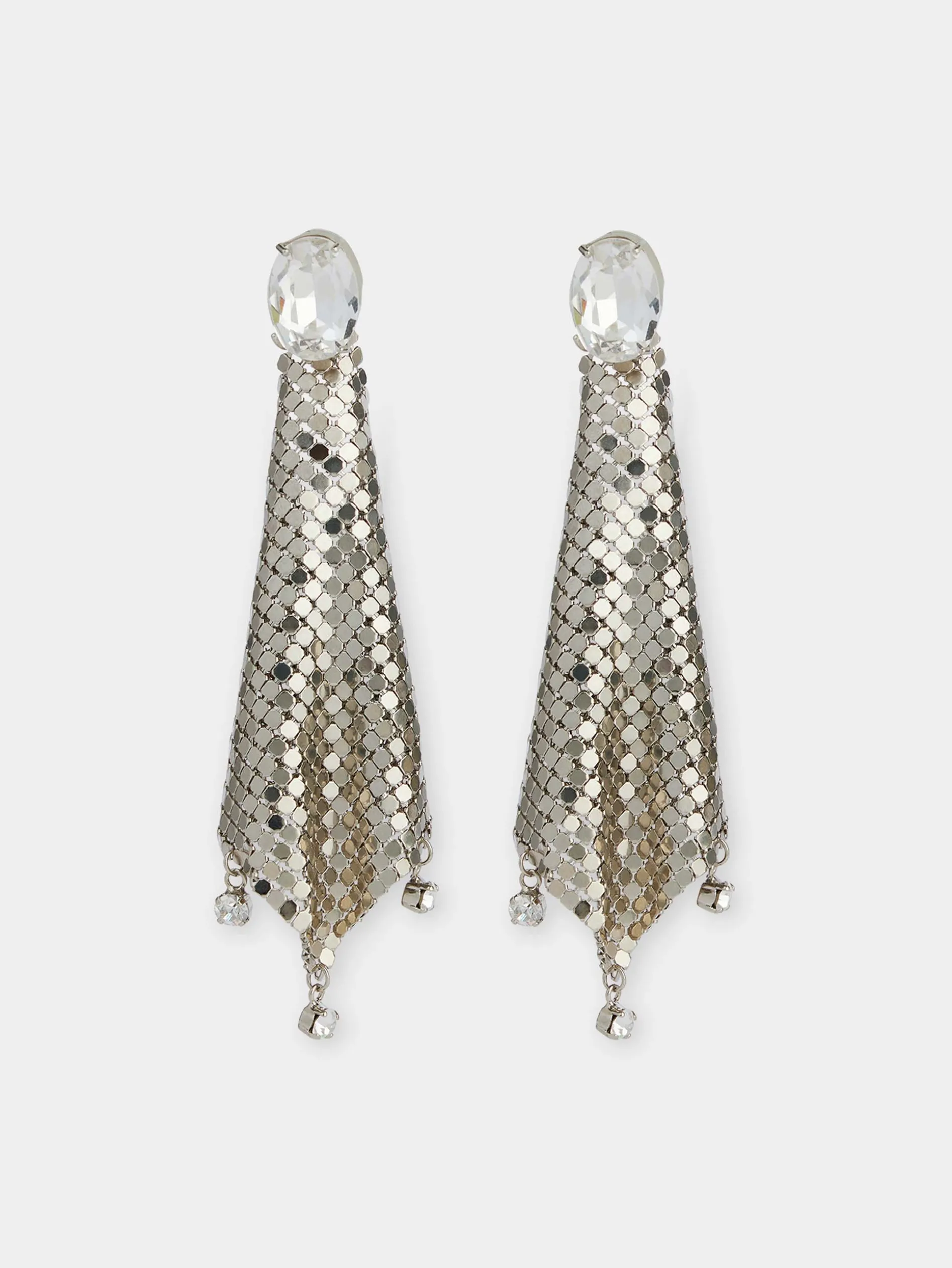 Best Boucles d'oreilles en cotte de maille argenté avec cristaux Sélection De Soirée | Boucles D'Oreilles