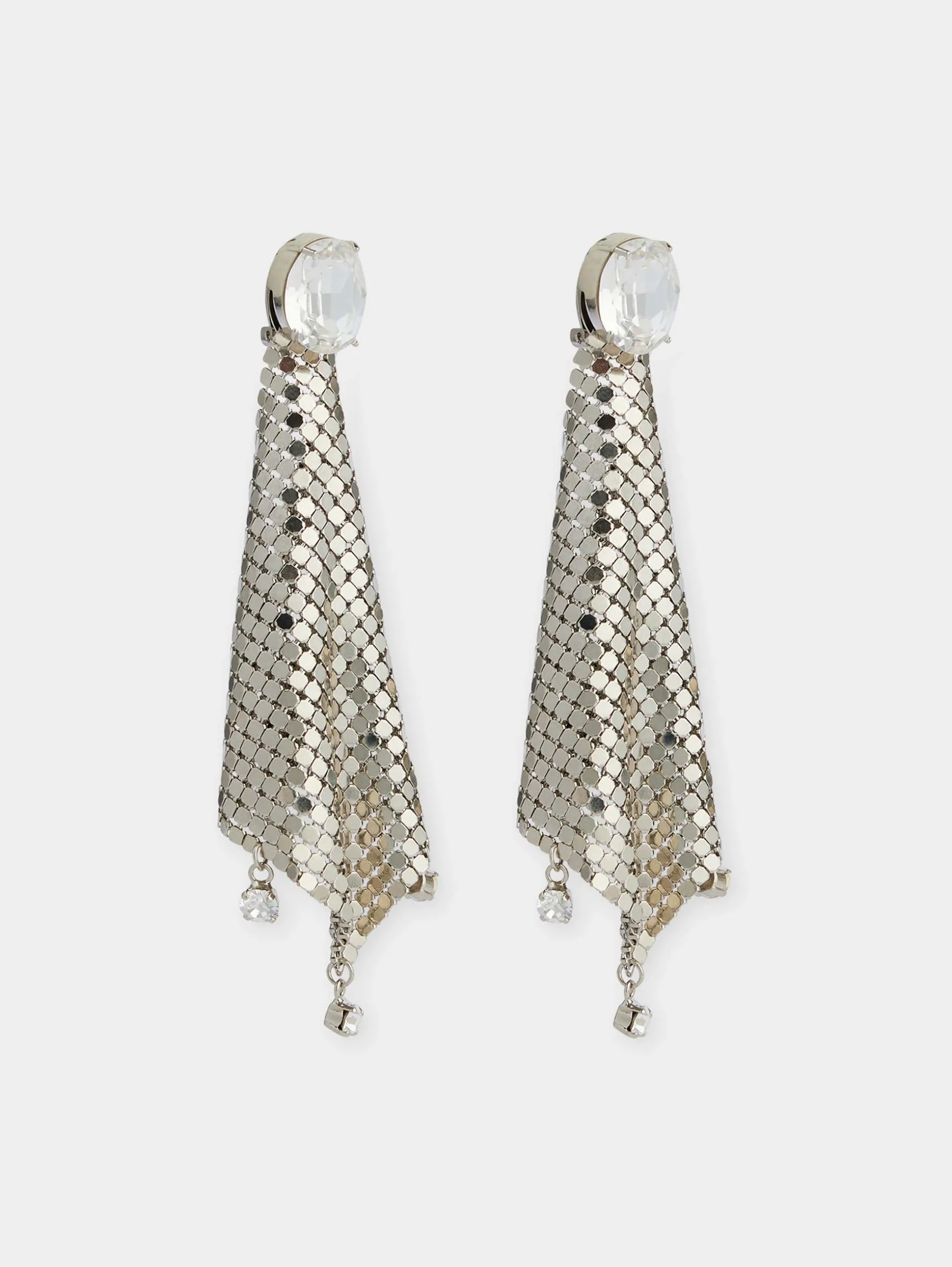Best Boucles d'oreilles en cotte de maille argenté avec cristaux Sélection De Soirée | Boucles D'Oreilles