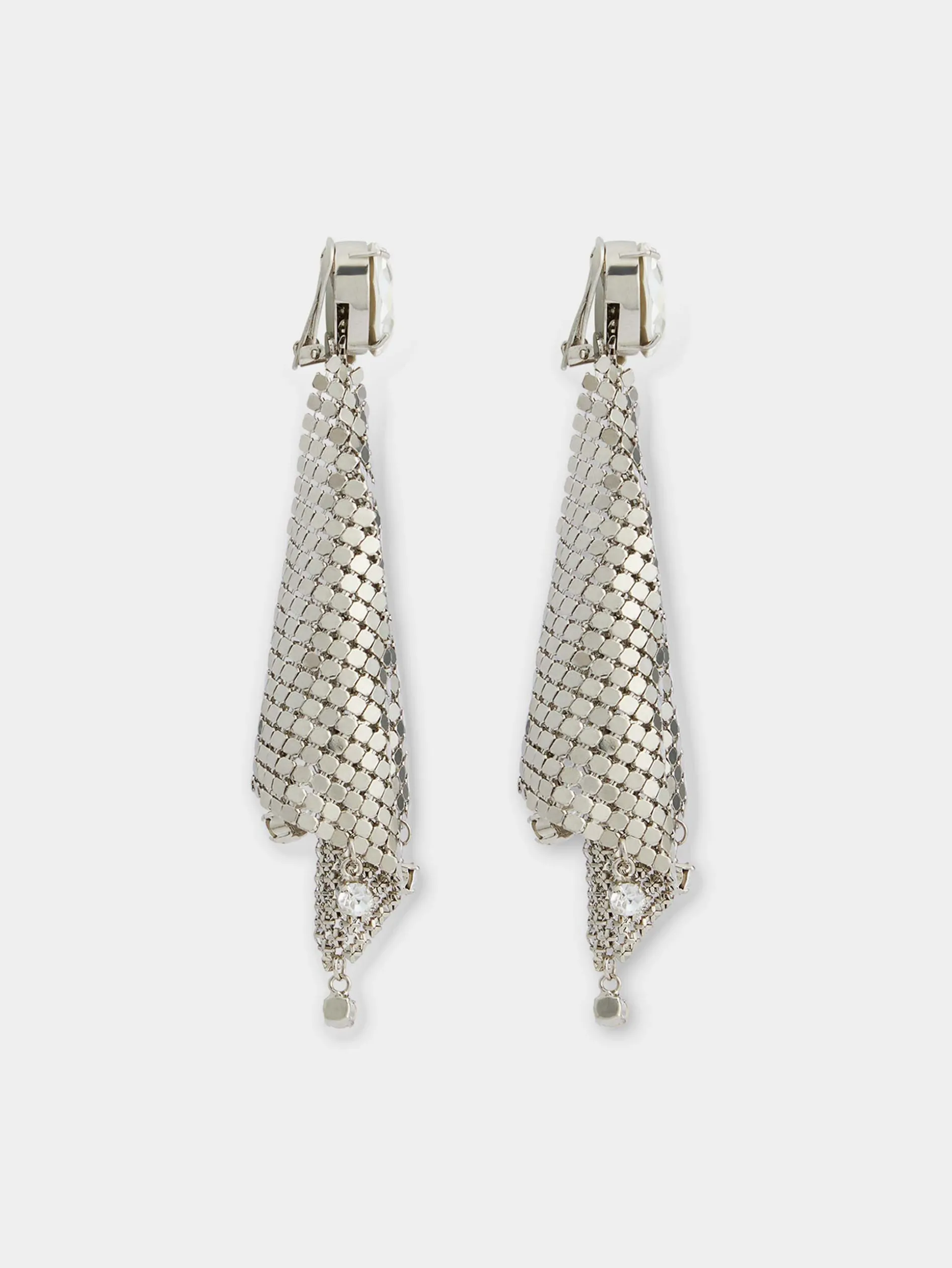 Best Boucles d'oreilles en cotte de maille argenté avec cristaux Sélection De Soirée | Boucles D'Oreilles