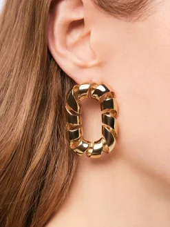 Store Boucles d'oreilles XL link twist dorées Boucles D'Oreilles