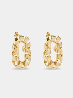 Store Boucles d'oreilles XL link twist dorées Boucles D'Oreilles