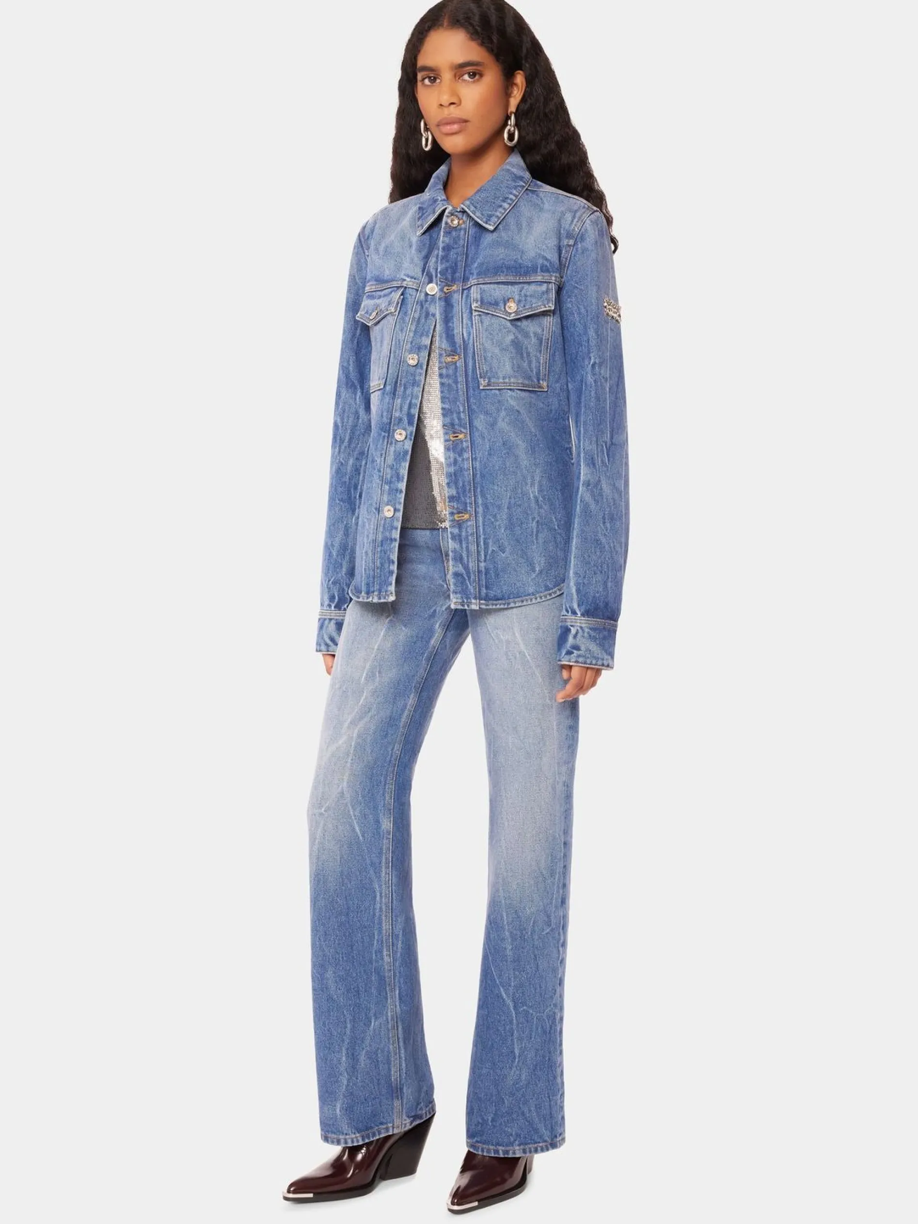 Online Chemise en denim avec pastilles de métal 1969 Denim | Vestes