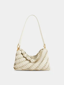 Discount CREAM PACO SHOULDER CLUTCH IN CALFSKIN LEATHER Les Sacs Paco En Cuir | Sacs Porté Épaule
