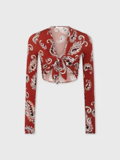 Sale Crop top motif paisley à manches longues Hauts