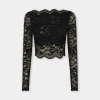 Cheap Crop top noir en dentelle Sélection De Soirée | Hauts