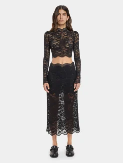 Cheap Crop top noir en dentelle Sélection De Soirée | Hauts