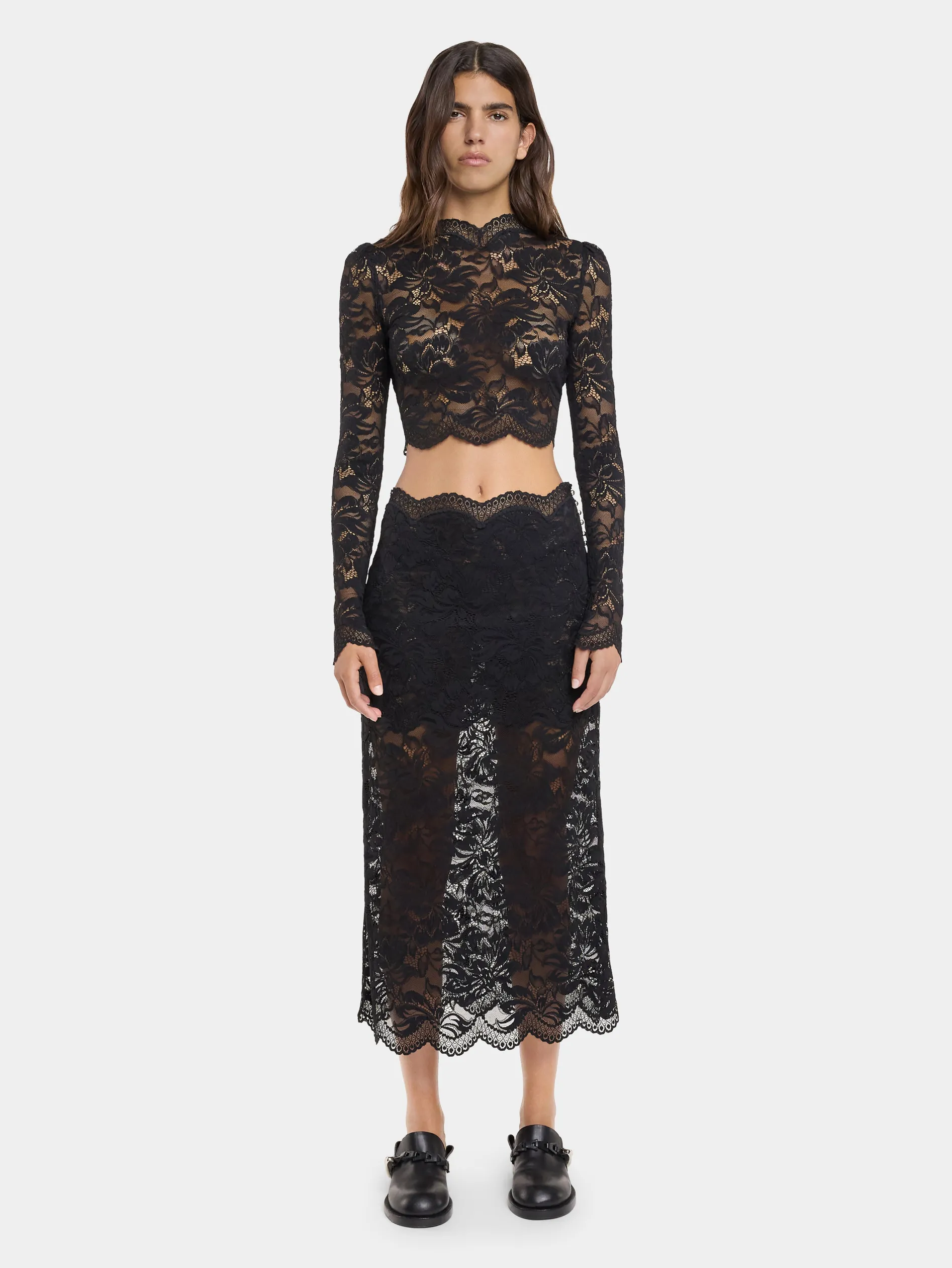 Cheap Crop top noir en dentelle Sélection De Soirée | Hauts