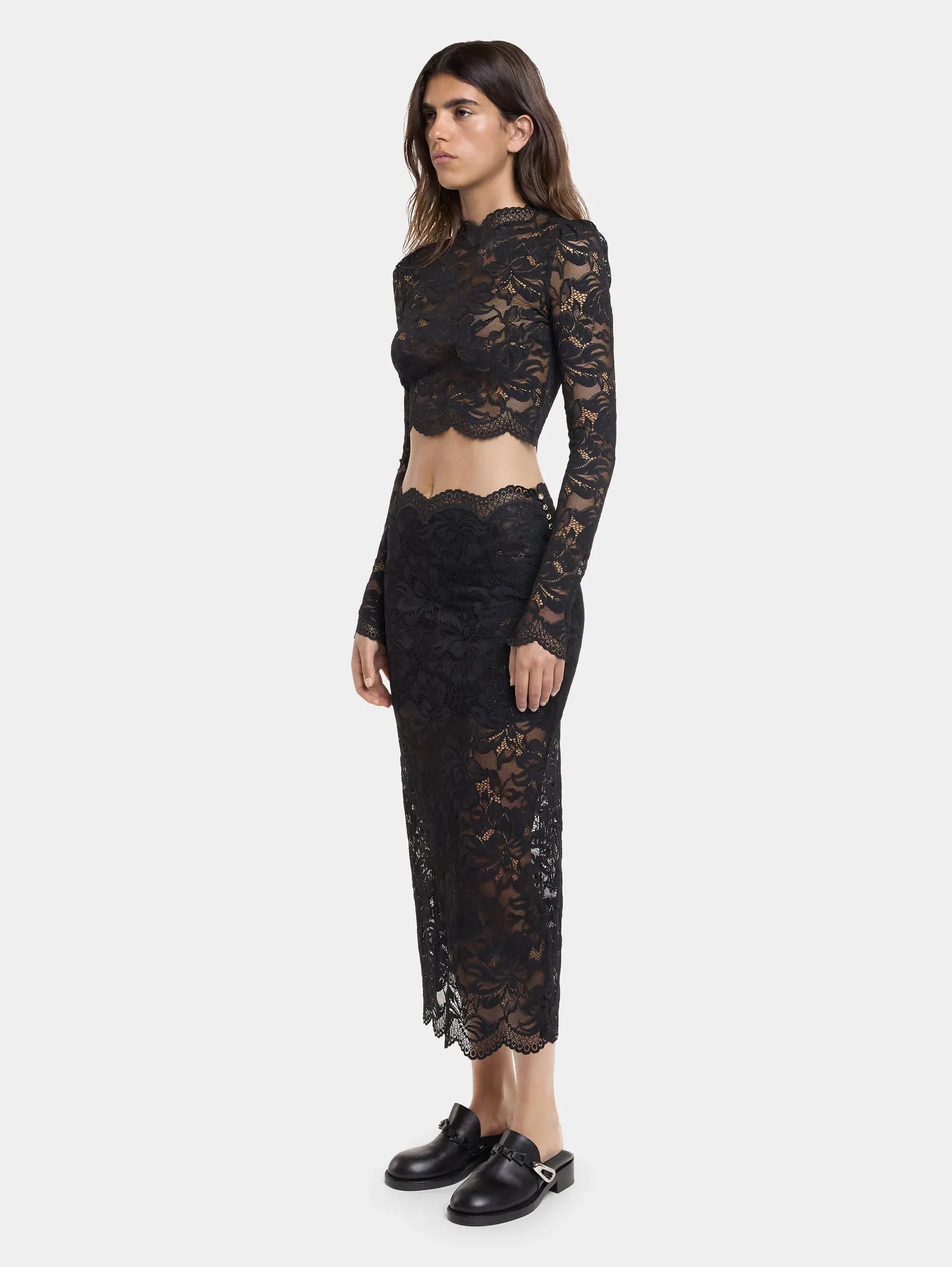 Cheap Crop top noir en dentelle Sélection De Soirée | Hauts