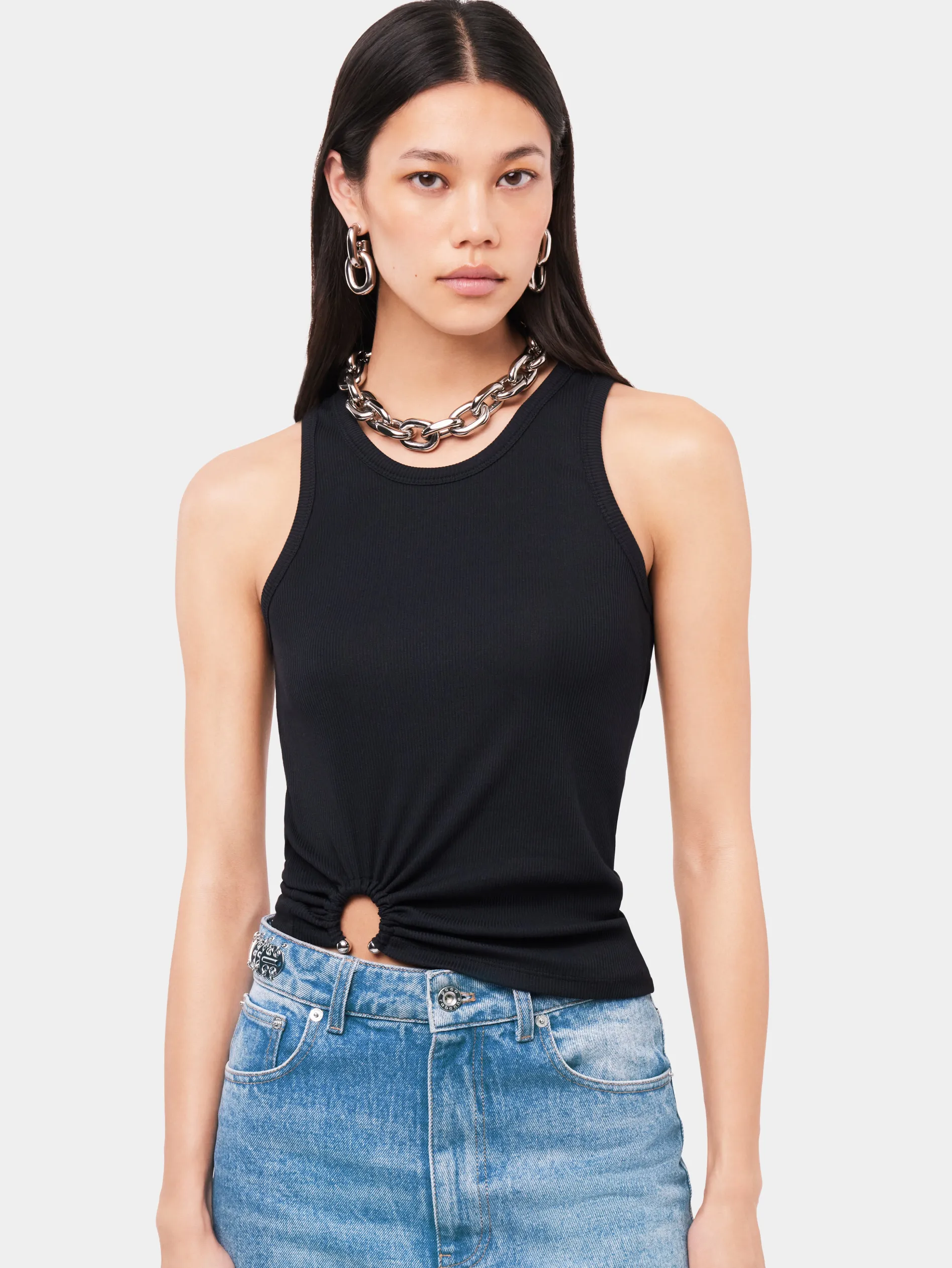 Fashion Débardeur noir à piercing Petits Cadeaux | Hauts