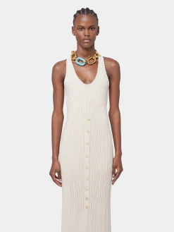 Store ECRU LONG DRESS IN VISCOSE KNIT Robes