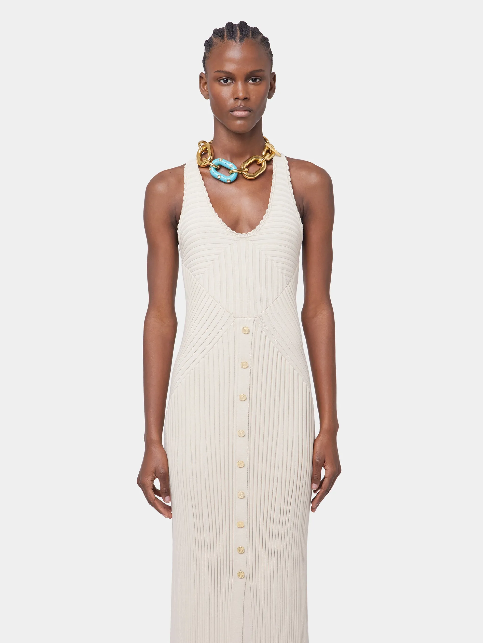 Store ECRU LONG DRESS IN VISCOSE KNIT Robes