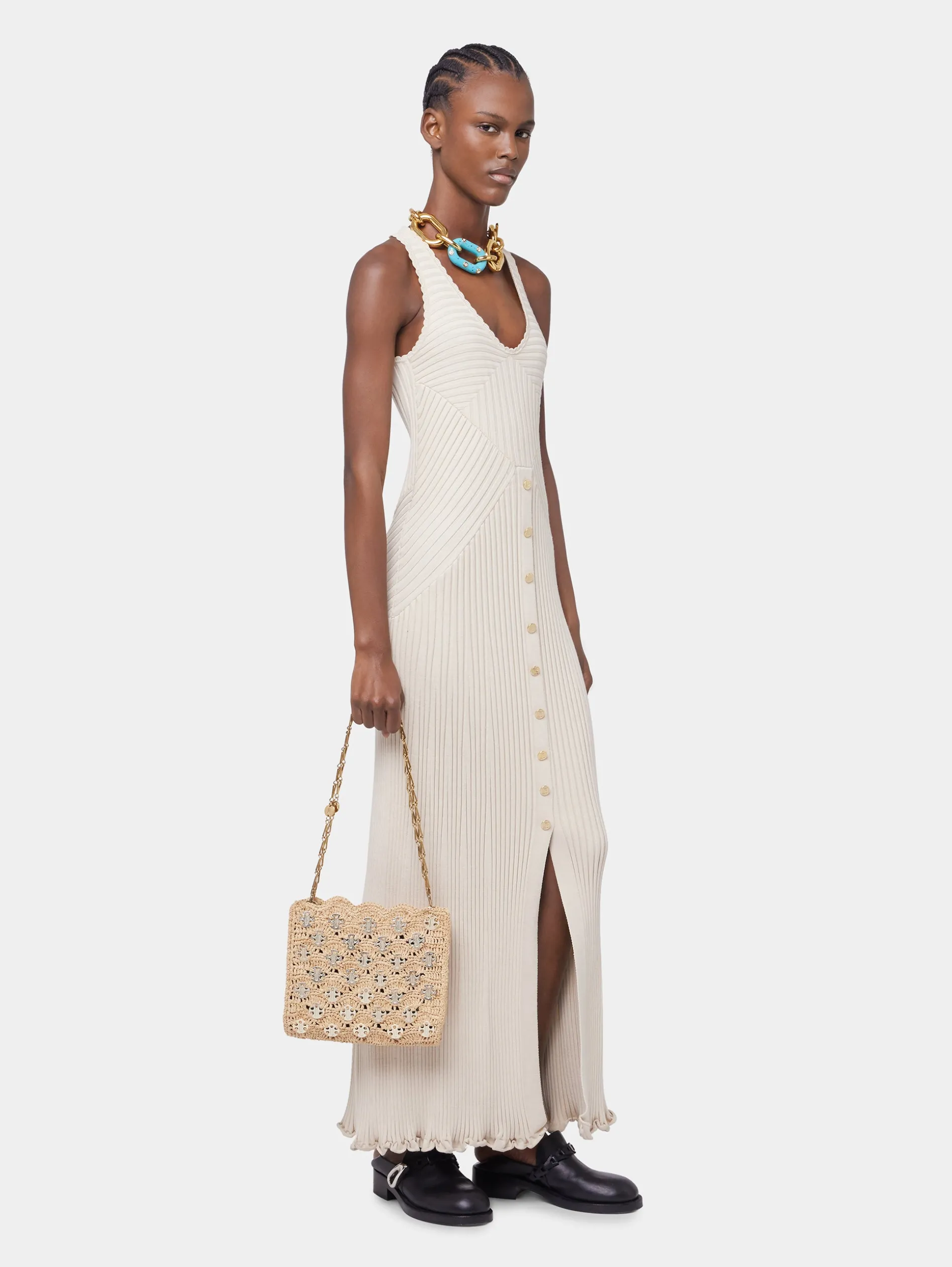 Store ECRU LONG DRESS IN VISCOSE KNIT Robes