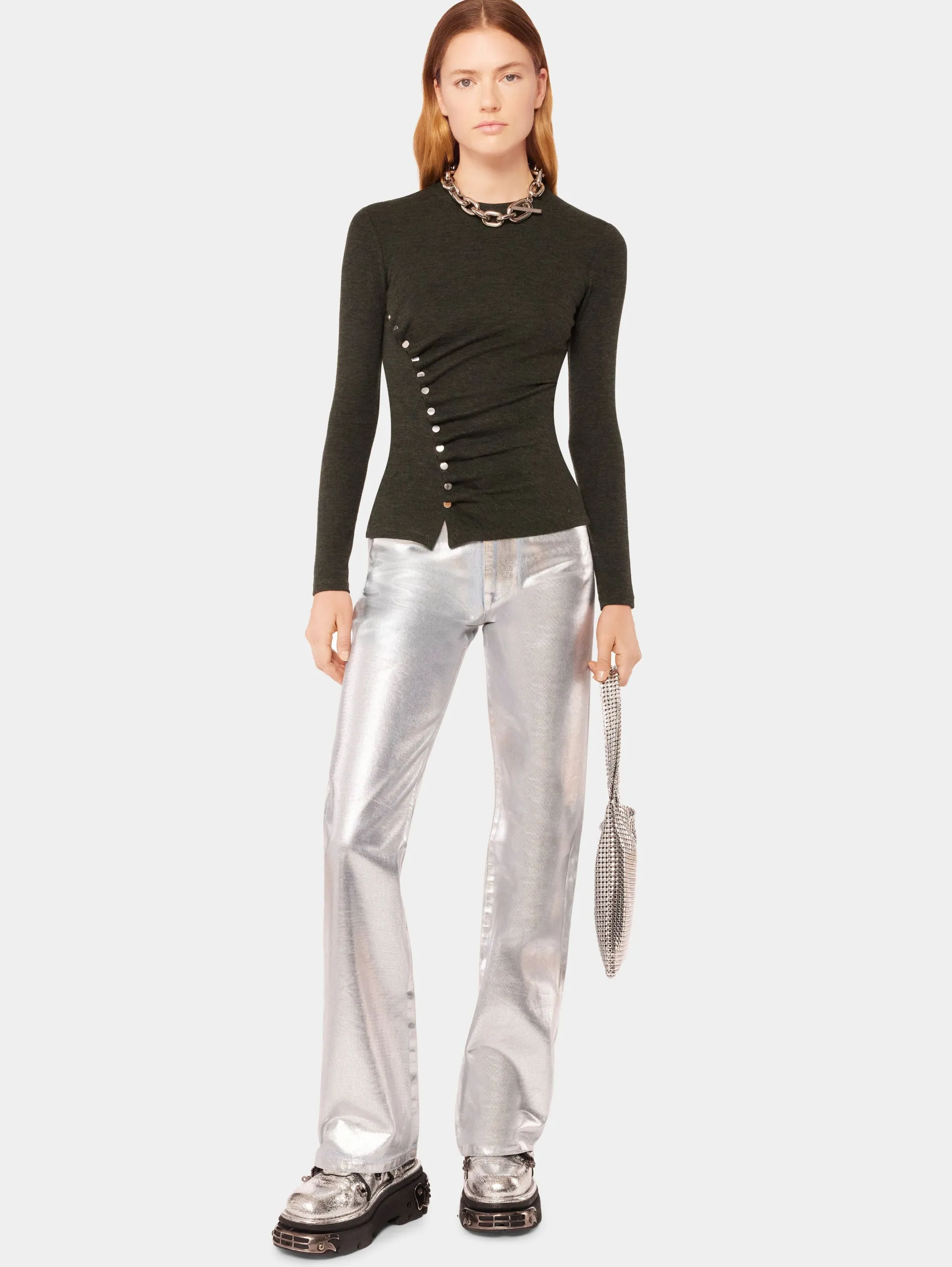 Cheap Haut drapé Kaki Hauts
