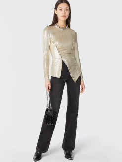 Shop Haut drapé or en lurex Hauts