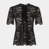 Sale Haut manches courtes en dentelle noire Hauts