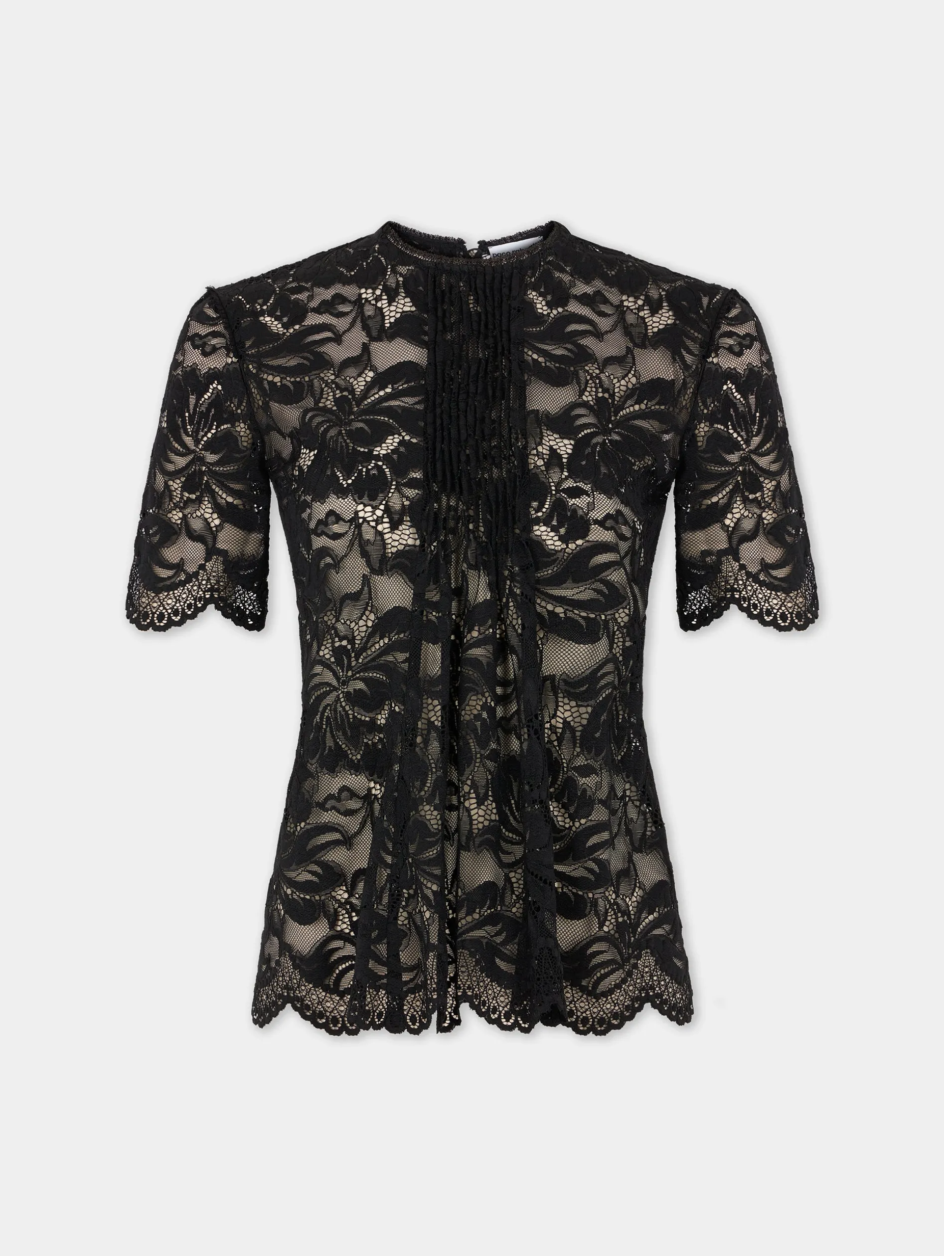 Sale Haut manches courtes en dentelle noire Hauts