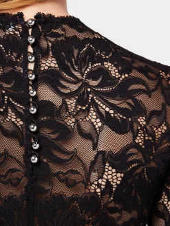 Sale Haut manches courtes en dentelle noire Hauts