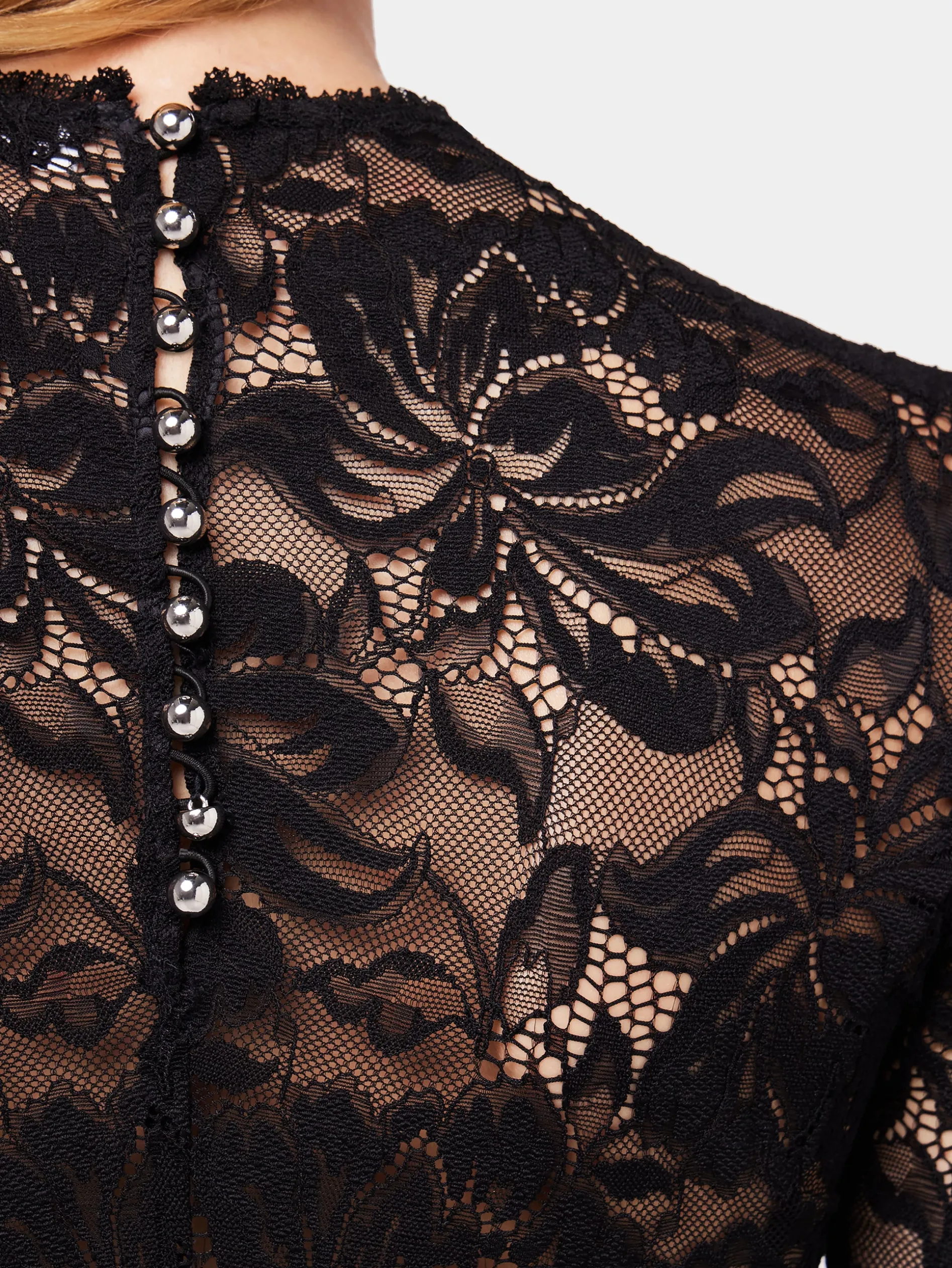 Sale Haut manches courtes en dentelle noire Hauts
