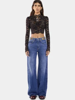 Store JEAN BAGGY EN DENIM FONCÉ DÉLAVÉ Denim | Pantalons
