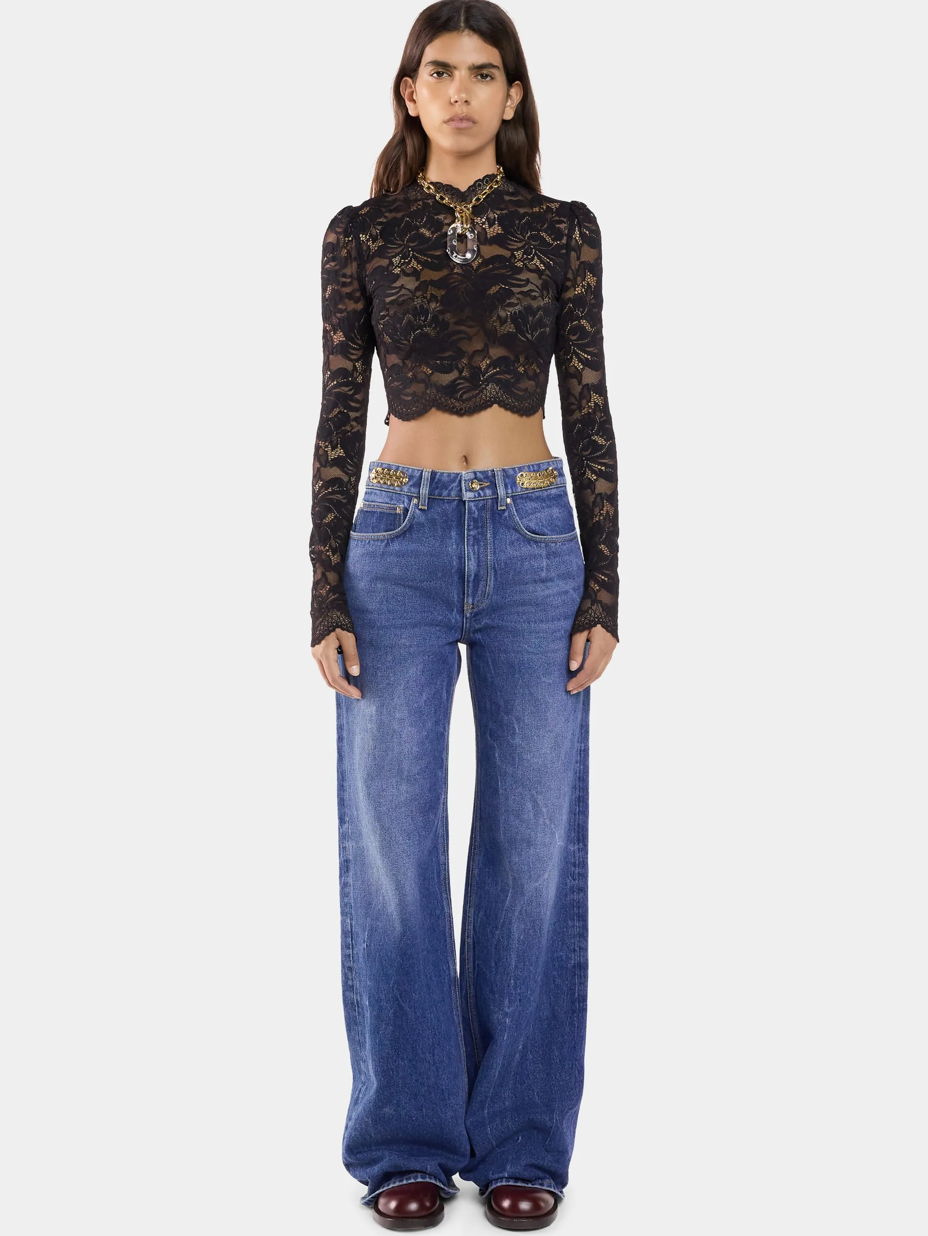 Store JEAN BAGGY EN DENIM FONCÉ DÉLAVÉ Denim | Pantalons