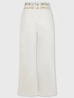 Discount Jean brodé en denim blanc cassé Denim | Pantalons