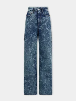 Shop JEAN LARGE EN DENIM DELAVÉ Denim | Pantalons