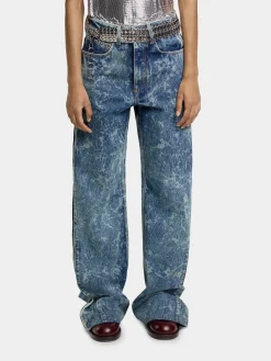 Shop JEAN LARGE EN DENIM DELAVÉ Denim | Pantalons