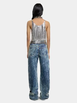 Shop JEAN LARGE EN DENIM DELAVÉ Denim | Pantalons