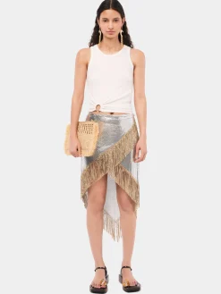 Store Jupe asymétrique en côte de maille à franges métalliques Jupes