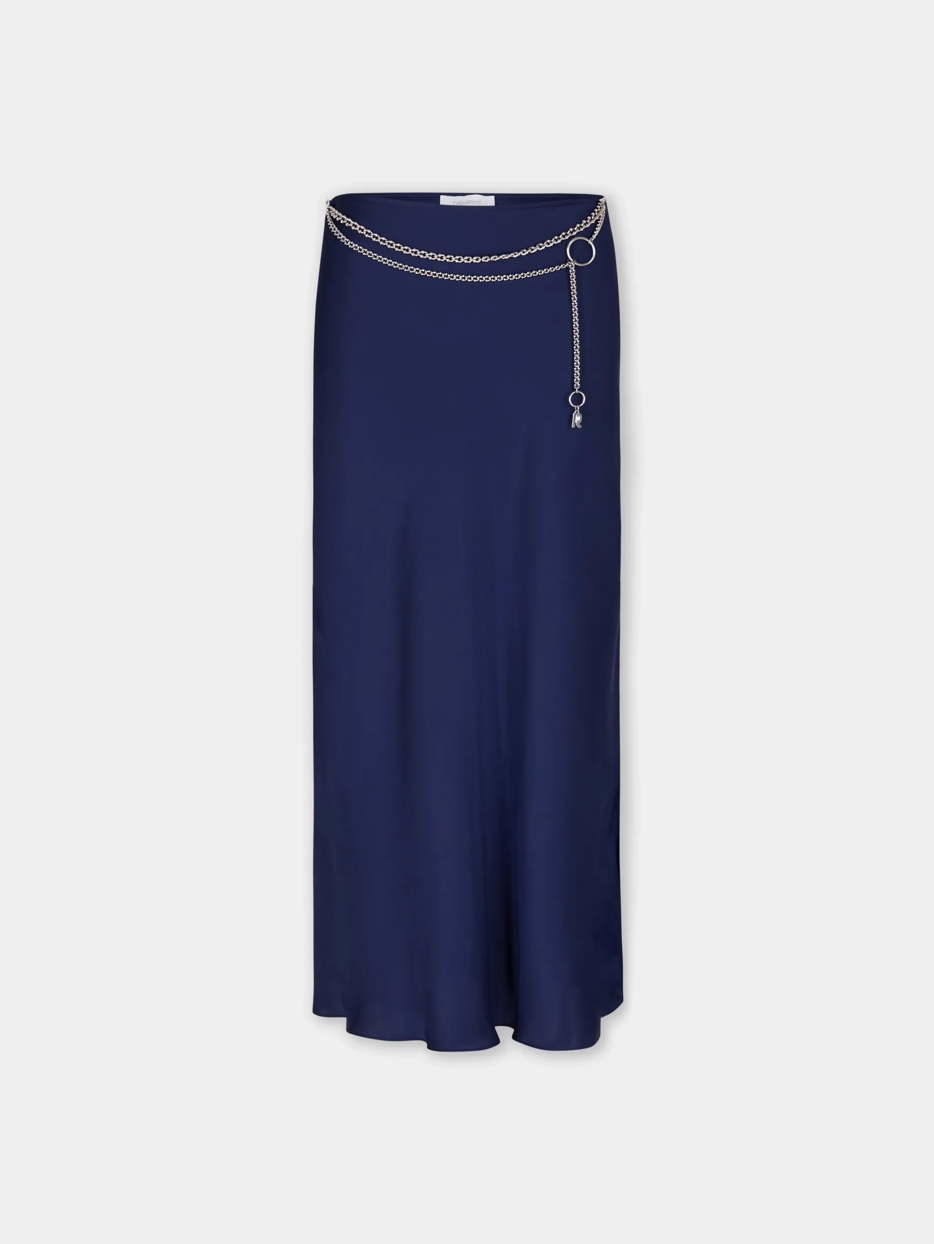 Outlet JUPE LONGUE BLEU MARINE EN SATIN Jupes