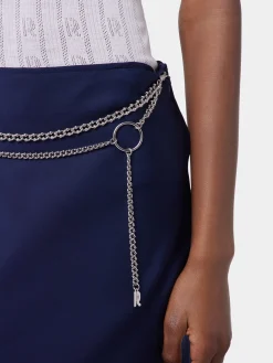 Outlet JUPE LONGUE BLEU MARINE EN SATIN Jupes