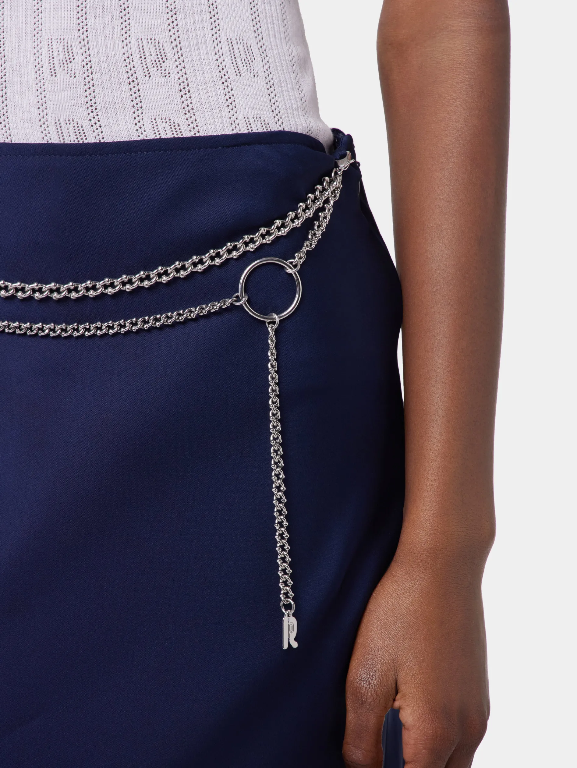 Outlet JUPE LONGUE BLEU MARINE EN SATIN Jupes