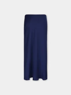 Outlet JUPE LONGUE BLEU MARINE EN SATIN Jupes