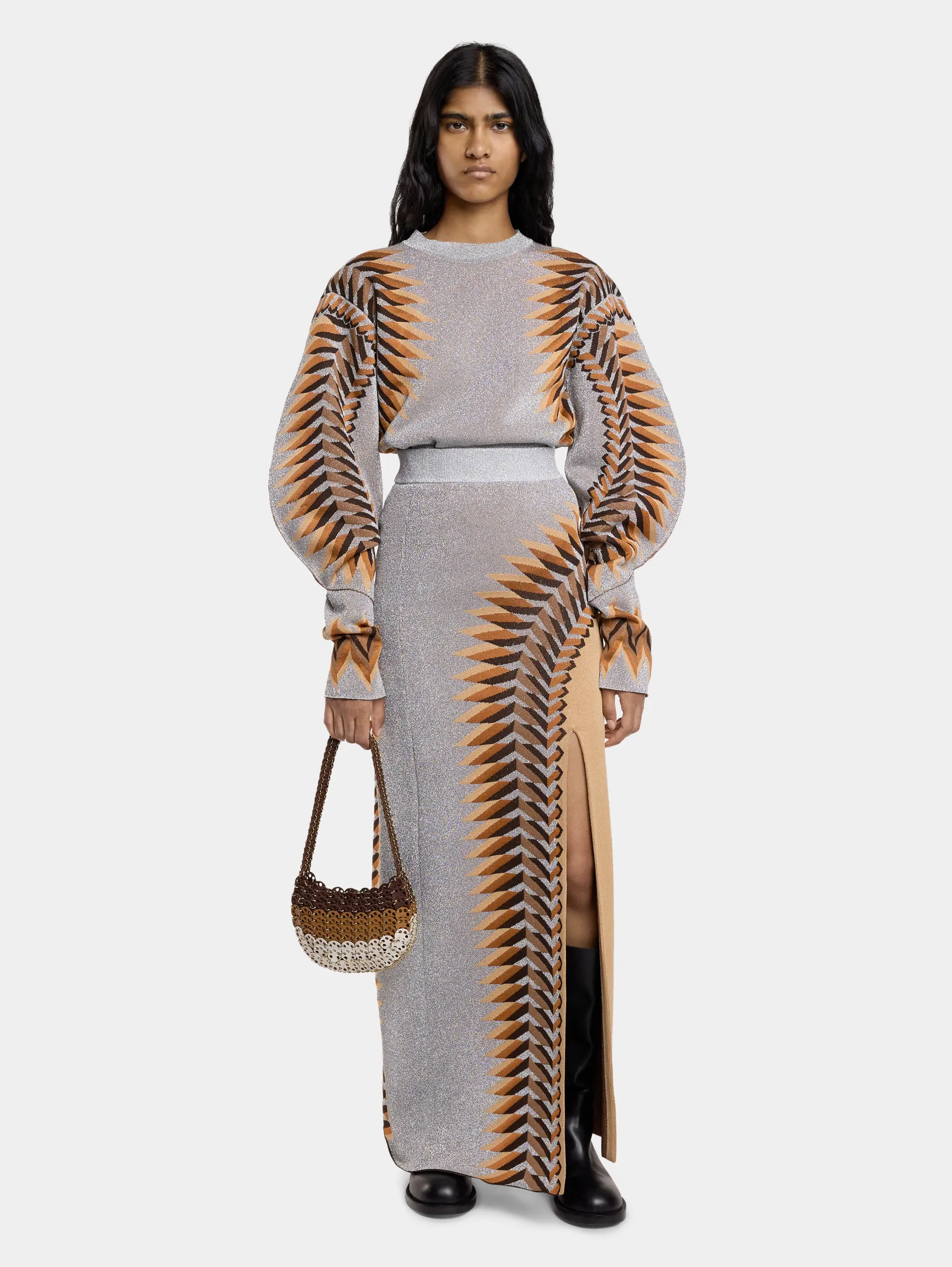 Store JUPE LONGUE EN JACQUARD LUREX Jupes | Maille