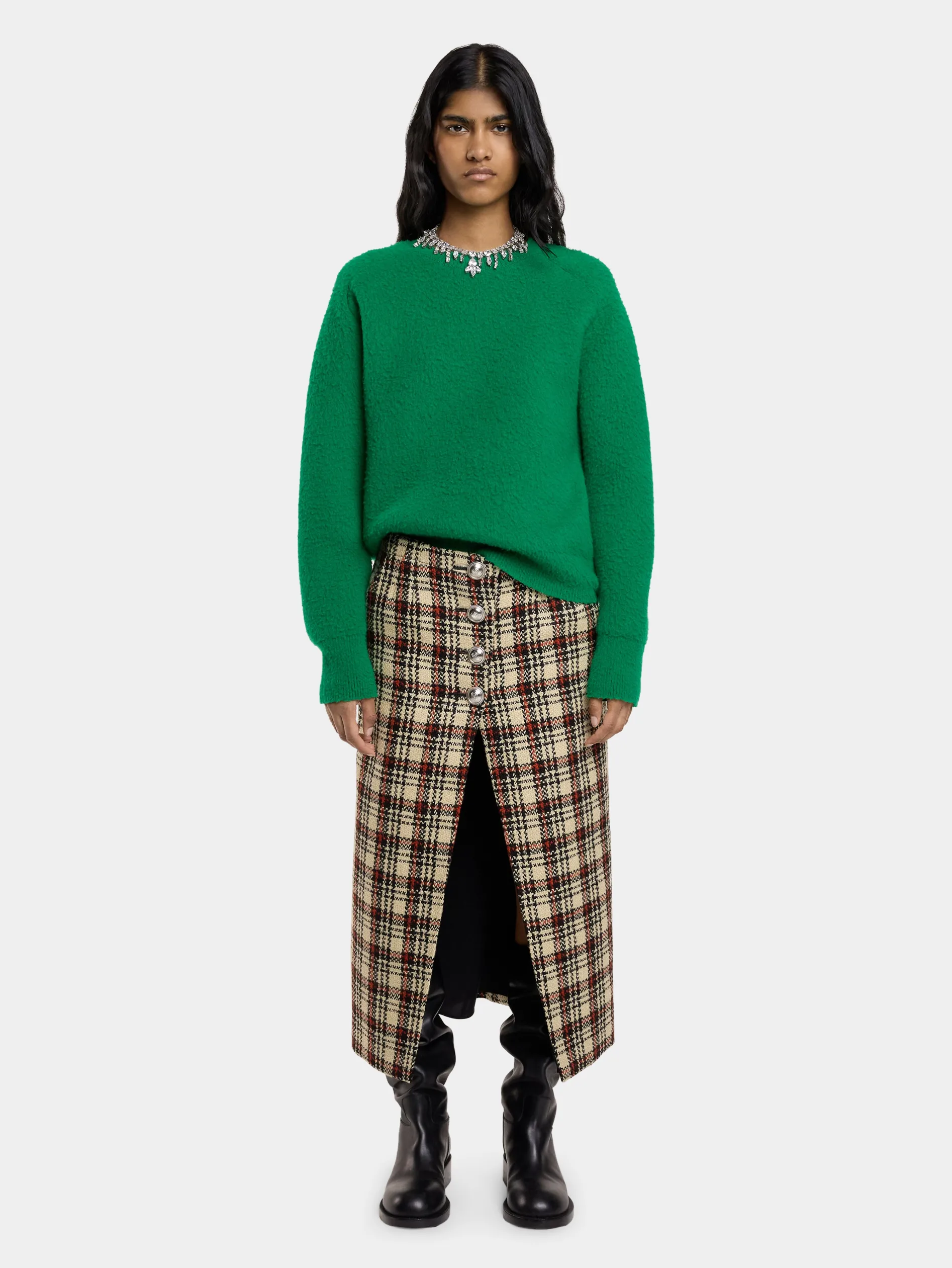 Clearance JUPE LONGUE EN LAINAGE TARTAN Jupes | Maille