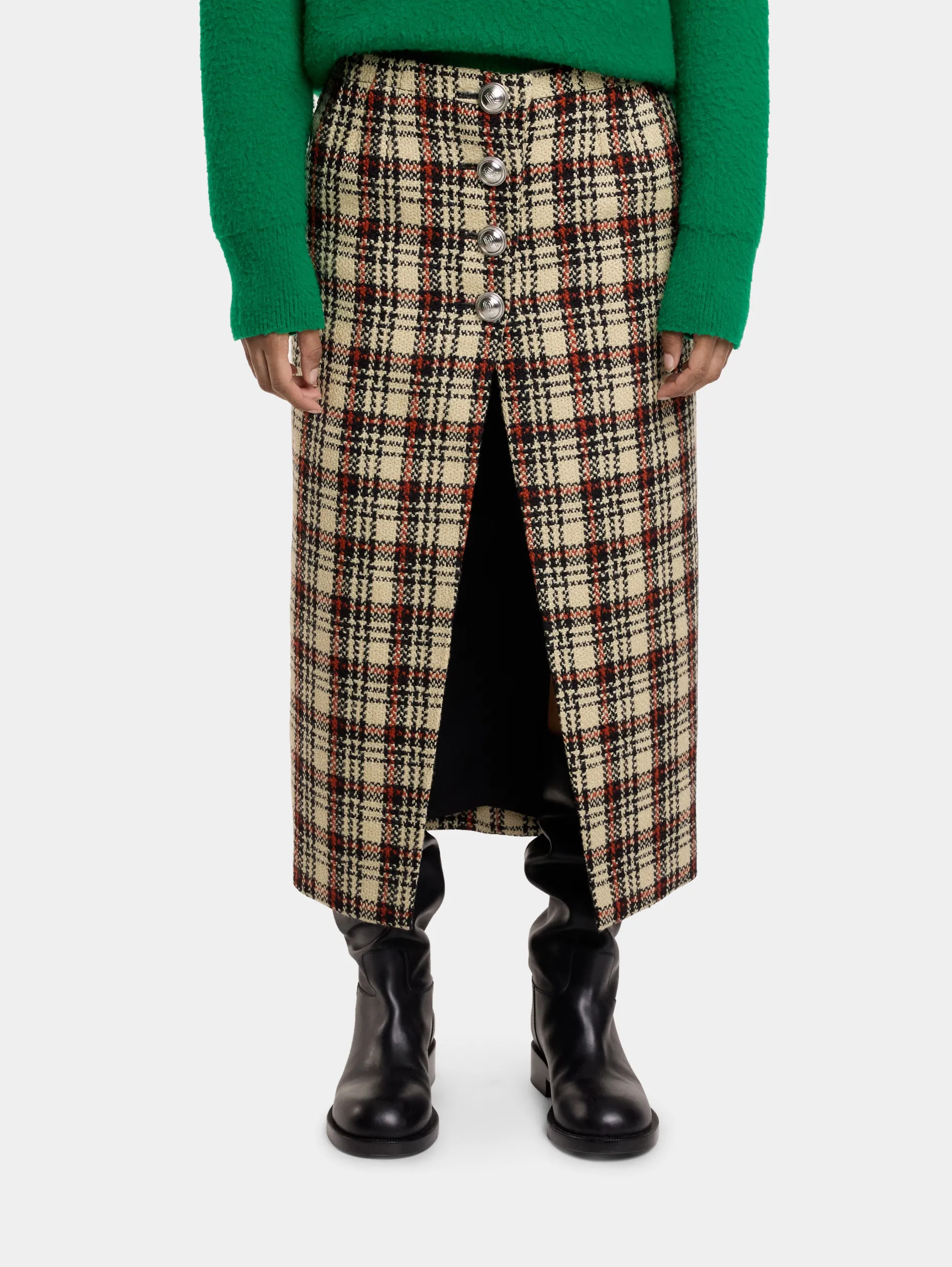 Clearance JUPE LONGUE EN LAINAGE TARTAN Jupes | Maille