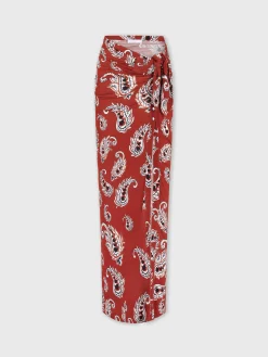 Outlet Jupe longue fendue à motif paisley Jupes