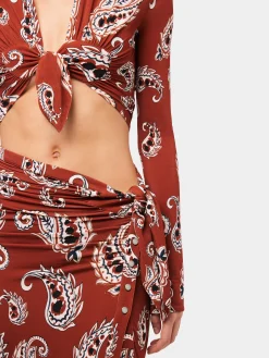 Outlet Jupe longue fendue à motif paisley Jupes
