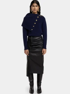 Online JUPE MIDI DRAPée PRESSION EN CUIR Jupes