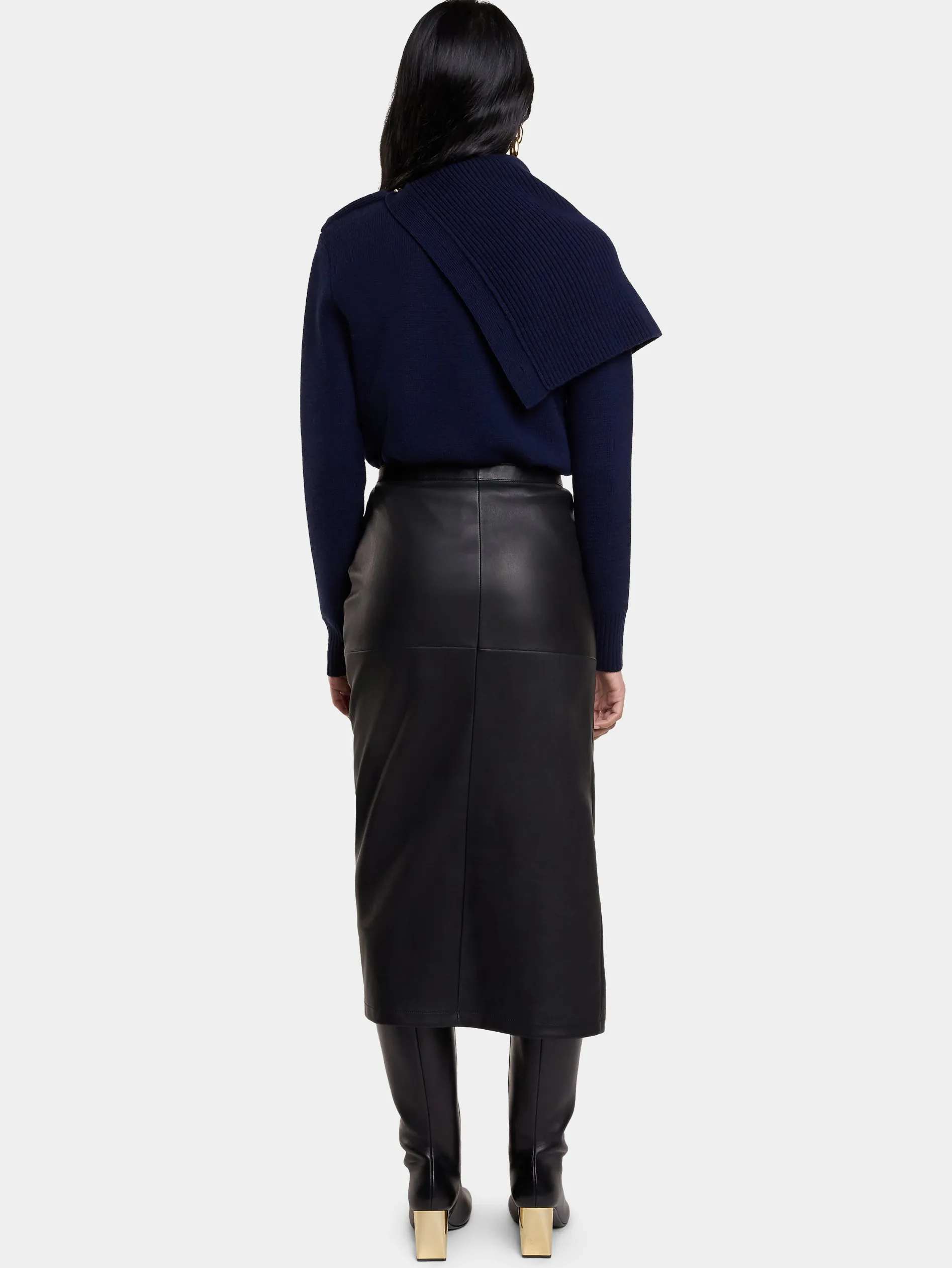 Online JUPE MIDI DRAPée PRESSION EN CUIR Jupes