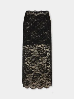 Online Jupe midi noire en dentelle Jupes