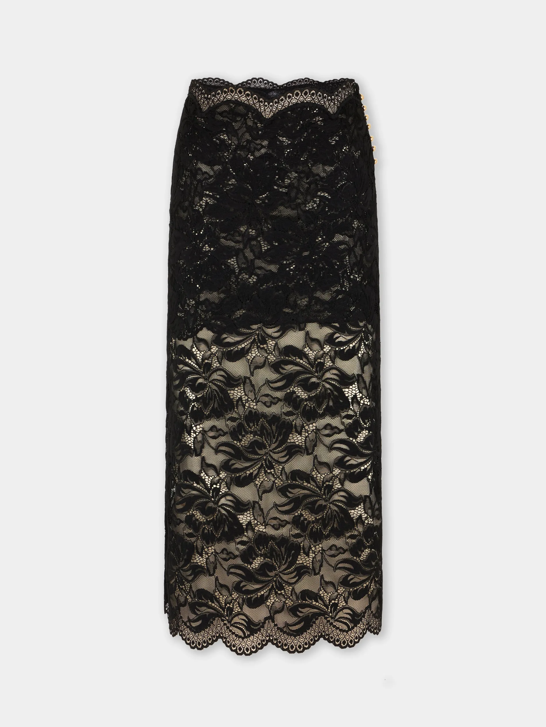 Online Jupe midi noire en dentelle Jupes