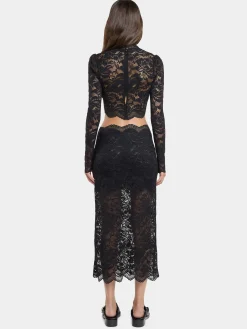 Online Jupe midi noire en dentelle Jupes
