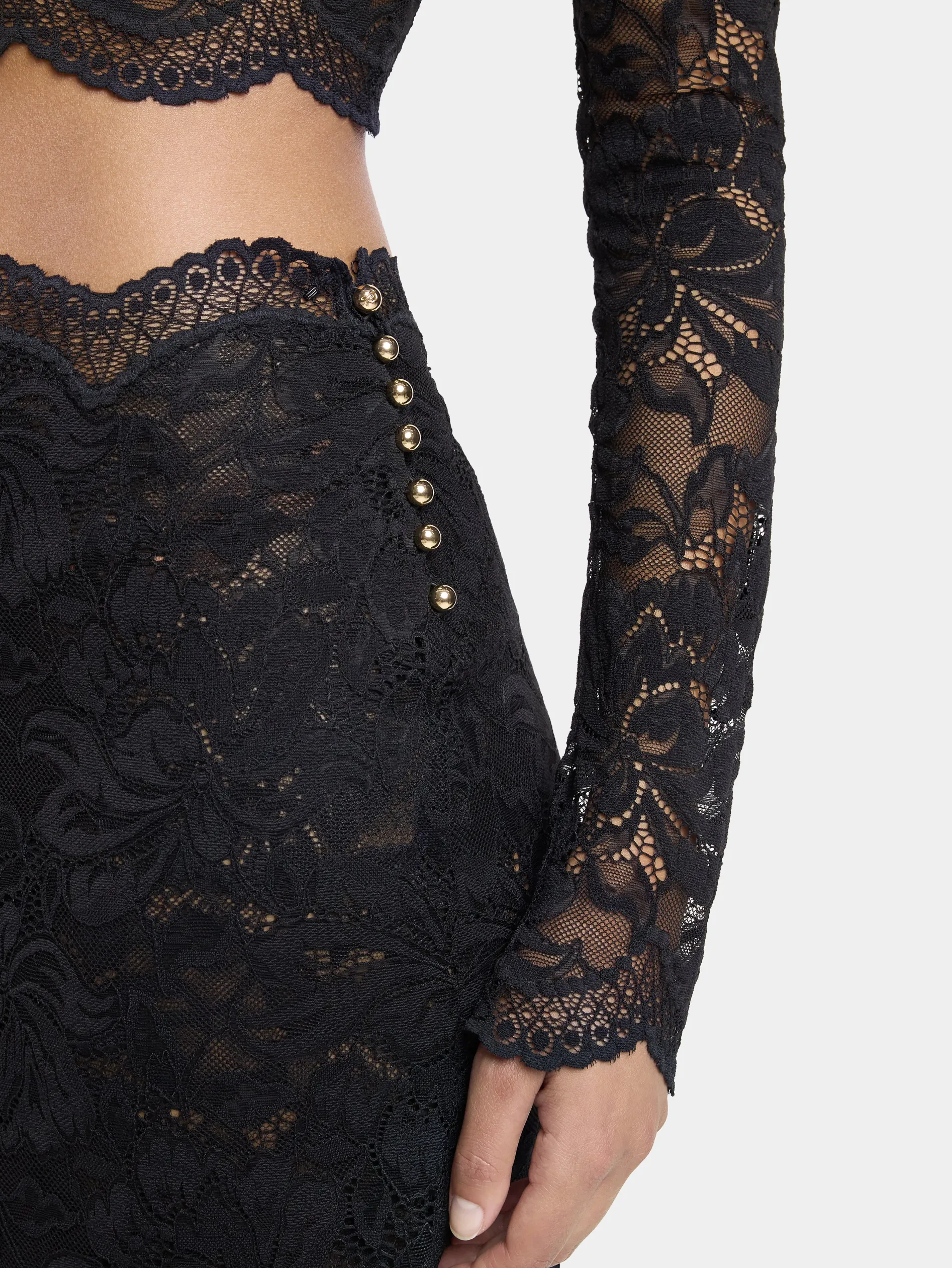 Online Jupe midi noire en dentelle Jupes