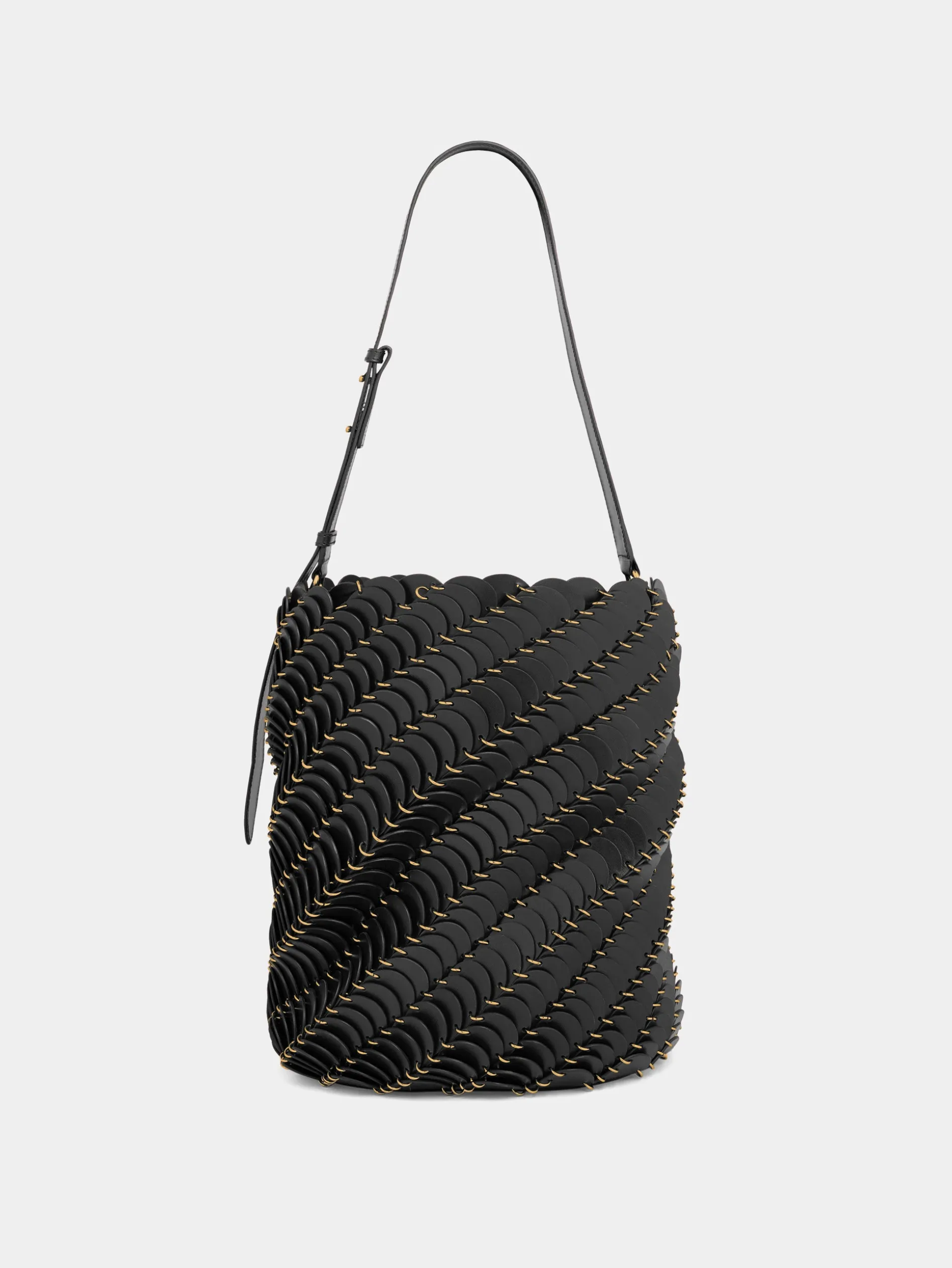 Hot Large Black bucket Paco bag in leather Les Sacs Paco En Cuir | Sacs Porté Épaule