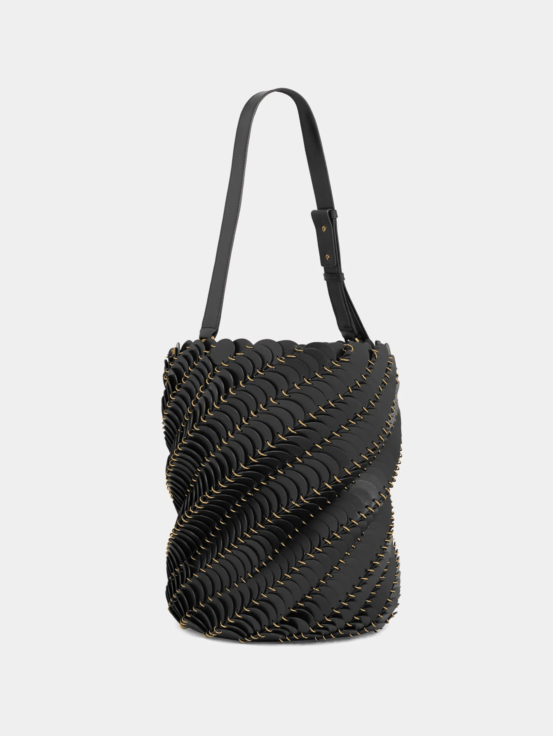 Hot Large Black bucket Paco bag in leather Les Sacs Paco En Cuir | Sacs Porté Épaule