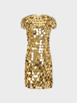 Cheap Mini robe en pastilles sparkles dorée Robes